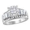 Image 1 : 0.99 CTW Princess Diamond Soleil Cluster Bridal Engagement Ring 10KT White Gold - REF-82W4K
