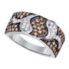 Image 1 : 0.85 CTW Cognac-brown Color Diamond Cocktail Ring 10KT White Gold - REF-49H5M