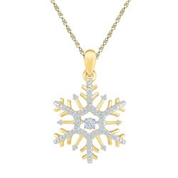 0.17 CTW Diamond Snowflake Winter Cluster Pendant 10KT Yellow Gold - REF-19X4Y