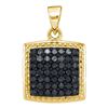 Image 1 : 0.50 CTW Black Color Diamond Square Cluster Pendant 10KT Yellow Gold - REF-24N2F