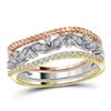 Image 1 : 0.21 CTW Diamond Stackable Rope Floral Ring 10KT Tri-Tone Gold - REF-30W2K