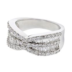 1.39 CTW Diamond Ring 18K White Gold - REF-175R2K