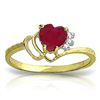 Image 1 : Genuine 1.02 ctw Ruby & Diamond Ring Jewelry 14KT Yellow Gold - REF-35R5P