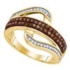 Image 1 : 0.33 CTW Brown Color Diamond Curved Ring 10KT Yellow Gold - REF-22Y4X