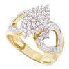 Image 1 : 0.50 CTW Diamond Cluster Heart Ring 10KT Yellow Gold - REF-26W9K