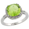 Image 1 : Natural 4.11 ctw Peridot & Diamond Engagement Ring 14K White Gold - REF-48X2A