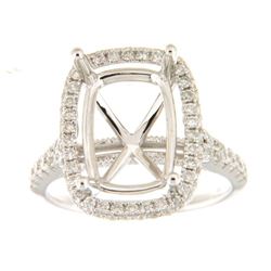 0.85 CTW Diamond Semi Mount Ring 14K White Gold - REF-84N7Y