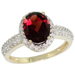 Natural 1.91 ctw Garnet & Diamond Engagement Ring 14K Yellow Gold - REF-41R7Z