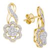 Image 1 : 0.99 CTW Diamond Flower Screwback Earrings 14KT Yellow Gold - REF-97F4N