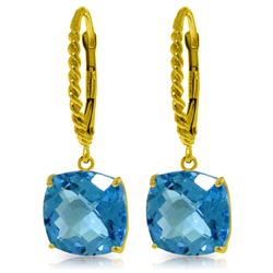 Genuine 7.2 ctw Blue Topaz Earrings Jewelry 14KT Yellow Gold - REF-48H3X