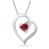 Image 1 : 0.03 CTW Created Ruby Heart Love Pendant 10KT White Gold - REF-10F5N