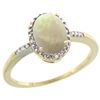 Image 1 : Natural 0.73 ctw Opal & Diamond Engagement Ring 14K Yellow Gold - REF-22V9F