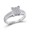 Image 1 : 0.20 CTW Diamond Square Cluster Ring 10KT White Gold - REF-22Y4X