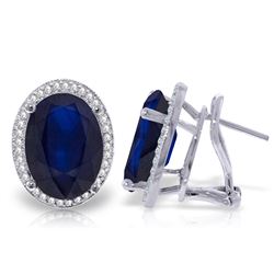 Genuine 13.16 ctw Sapphire & Diamond Earrings Jewelry 14KT White Gold - REF-194X4M