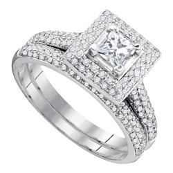 0.33 CTW Diamond Princess Bridal Engagement Ring 14KT White Gold - REF-116Y9X