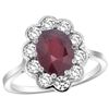 Image 1 : Natural 2.73 ctw Ruby & Diamond Engagement Ring 14K White Gold - REF-104G9M