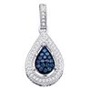 Image 1 : 0.20 CTW Blue Color Diamond Teardrop Cluster Pendant 10KT White Gold - REF-16M4H