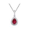 Image 1 : 1.87 CTW Pear Created Ruby Solitaire Diamond Pendant 10KT White Gold - REF-12X2Y