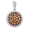 Image 1 : 1.54 CTW Cognac-brown Color Diamond Circle Cluster Pendant 10KT Yellow Gold - REF-67H4M