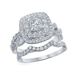 1.98 CTW Princess Diamond Bridal Engagement Ring 14KT White Gold - REF-285W2K