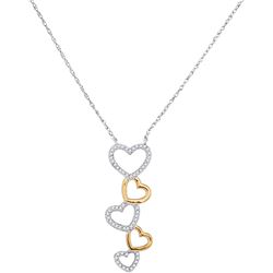 0.15 CTW Diamond Cascading Heart Pendant 10KT Two-tone Gold - REF-19K4W