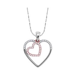 0.20 CTW Diamond Heart Love Pendant 10KT Two-tone Gold - REF-14N9F