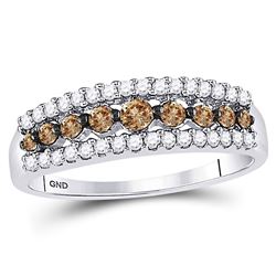 0.50 CTW Cognac-brown Color Diamond Ring 14KT White Gold - REF-30F2N