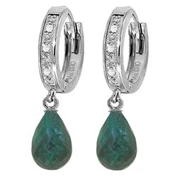 Genuine 6.64 ctw Green Sapphire Corundum & Diamond Earrings Jewelry 14KT White Gold - REF-50H2X