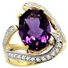 Image 1 : Natural 6.22 ctw amethyst & Diamond Engagement Ring 14K Yellow Gold - REF-134F9N