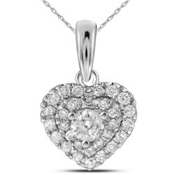 0.33 CTW Diamond Heart Love Pendant 14KT White Gold - REF-32N9F