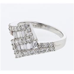 1.02 CTW Diamond Ring 18K White Gold - REF-110R3K