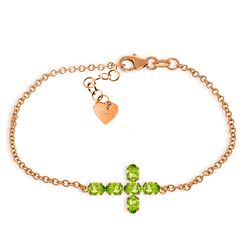 Genuine 1.70 ctw Peridot Bracelet Jewelry 14KT Rose Gold - REF-59N8R