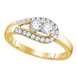 0.51 CTW Diamond 2-stone Bridal Wedding Engagement Ring 10KT Yellow Gold - REF-44N9F