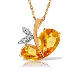 Genuine 4.06 ctw Citrine & Diamond Necklace Jewelry 14KT Rose Gold - REF-59X2M