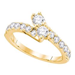 0.51 CTW Diamond 2-stone Hearts Together Bridal Ring 14KT Yellow Gold - REF-52F4N