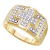 Image 1 : 0.33 CTW Mens Diamond Square Cross Cluster Ring 10KT Yellow Gold - REF-37F5N