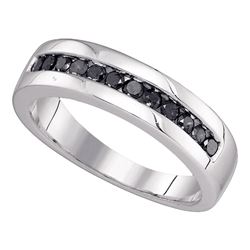 0.50 CTW Mens Black Color Diamond Wedding Ring 10KT White Gold - REF-22M4H