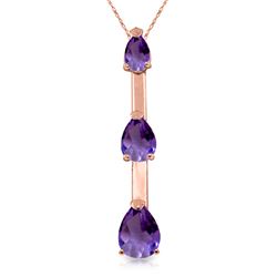 Genuine 1.71 ctw Amethyst Necklace Jewelry 14KT Rose Gold - REF-27R5P