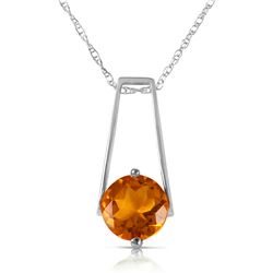 Genuine 1.45 ctw Citrine Necklace Jewelry 14KT White Gold - REF-23A8K