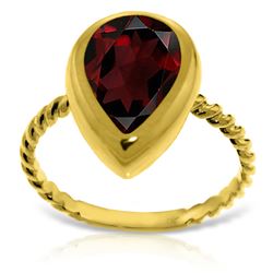 Genuine 3.5 ctw Garnet Ring Jewelry 14KT Yellow Gold - REF-43H6X