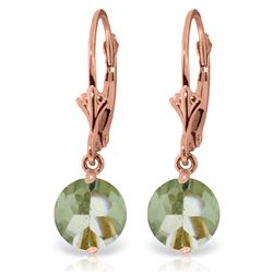 Genuine 3.1 ctw Green Amethyst Earrings Jewelry 14KT Rose Gold - REF-34R3P