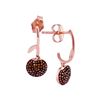 Image 1 : 0.25 CTW Red Color Diamond Dangle Cluster Earrings 10KT Rose Gold - REF-30M2H