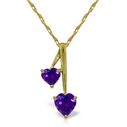 Genuine 1.40 ctw Amethyst Necklace Jewelry 14KT Yellow Gold - REF-23H8X