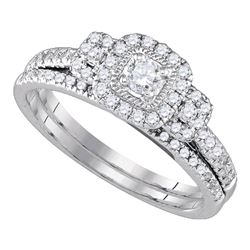 0.50 CTW Diamond Bridal Wedding Engagement Ring 14KT White Gold - REF-59Y9X