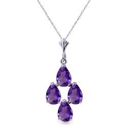 Genuine 1.50 ctw Amethyst Necklace Jewelry 14KT White Gold - REF-20V4W