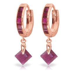 Genuine 3.7 ctw Ruby Earrings Jewelry 14KT Rose Gold - REF-60W3Y