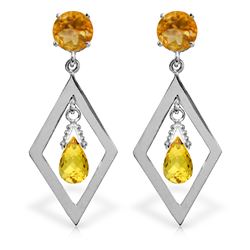 Genuine 2.4 ctw Citrine Earrings Jewelry 14KT White Gold - REF-39T3A