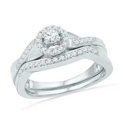 0.40 CTW Diamond Halo Bridal Engagement Ring 10KT White Gold - REF-52K4W