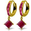 Image 1 : Genuine 4.2 ctw Ruby Earrings Jewelry 14KT Yellow Gold - REF-70Y3F