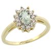 Image 1 : Natural 0.67 ctw Green-amethyst & Diamond Engagement Ring 14K Yellow Gold - REF-48K6R